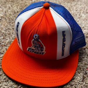 Vintage Detroit Express NASL Lucky Stripes Trucker‎ Hat Orange Blue Made in USA